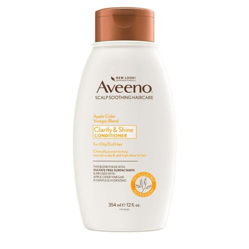 Aveeno Apple Cider Vinegar Clarifying Conditioner, Shine Boosting, Nourishing, for Dull Hair, 12 fl oz