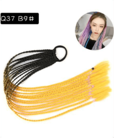 Color Twist Three-strand Braid Gradient Wig (Color: yellow)