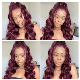 European And American New Wine Red Mid-length Curly Hair (Option: Y01RDWYBurgundy60cm)