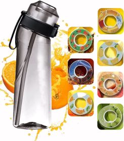 Fruit Fragrance Water Bottle, Scent Water Cup, Flavor Pods for Water Bottle 650ML (Color: BLACK)