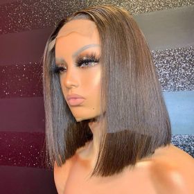 Wig Female Short Hair European And American Bobo Bobo Head Mid-shoulder Short Straight Hair Headgear (Color: BLACK)