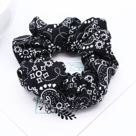 Large Intestine Hair Tie Foreign Trade Cashew Flower Ponytail Hair Tie (Color: BLACK)